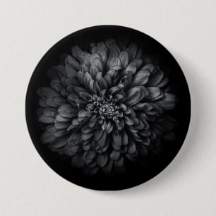 Badge Rond 7,6 Cm Fleurs De jardin En Noir Et Blanc No 68