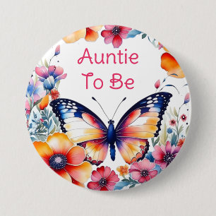 Badge Rond 7,6 Cm Fleurs de papillon Fille Tante Baby shower pour êt