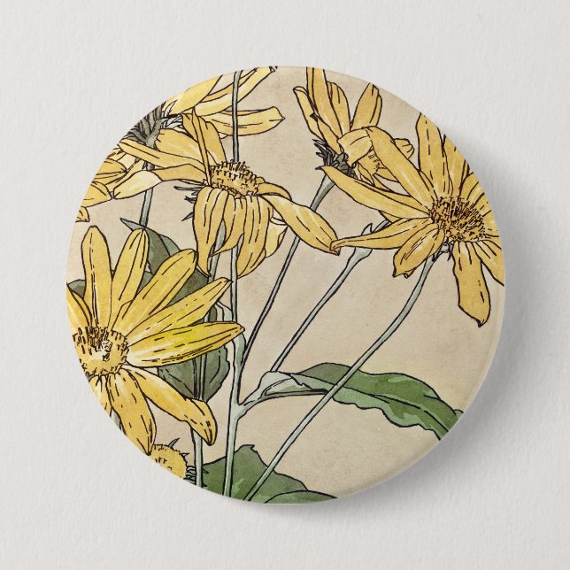 Badge Rond 7,6 Cm Fleurs de soleil (Devant)