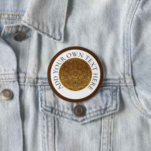 Badge Rond 7,6 Cm FLEURS DE VIE - médaille d'or