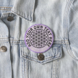 Badge Rond 7,6 Cm FLEURS DE VIE - Symbole de géométrie sacrée plan 1