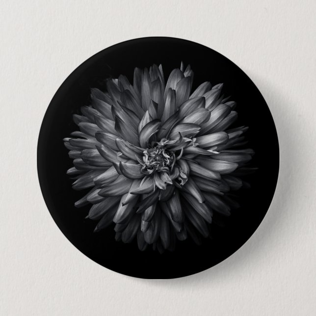 Badge Rond 7,6 Cm Fleurs jardins En Noir Et Blanc 20 (Devant)