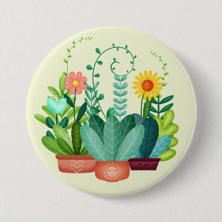 Badge Rond 7,6 Cm Fleurs Joyeuses