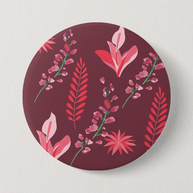 Badge Rond 7,6 Cm Fleurs motif. (Devant)