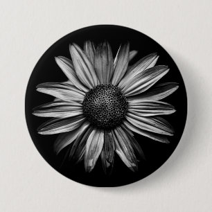 Badge Rond 7,6 Cm Fleurs Noires Et Blanches 18