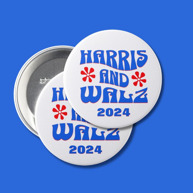 Badge Rond 7,6 Cm Fleurs rétro Harris & Walz (Créateur téléchargé)