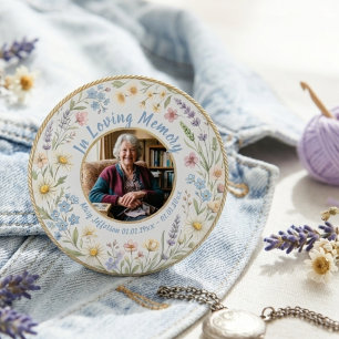 Badge Rond 7,6 Cm Fleurs Sauvages Botanique Condoléances Sympathie