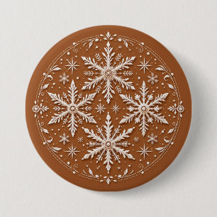 Badge Rond 7,6 Cm Flocons de neige blancs complexes exquis