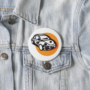 Badge Rond 7,6 Cm Flower Power Car Cute Hippie Style