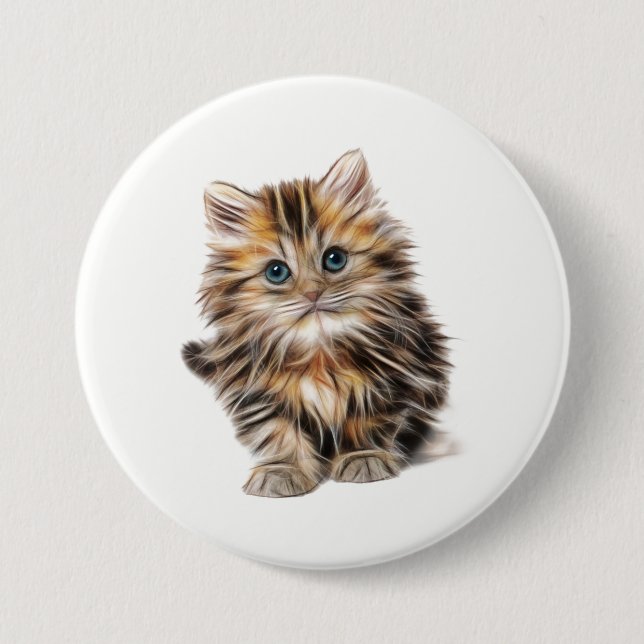 Badge Rond 7,6 Cm Fluffy Kitten (Devant)