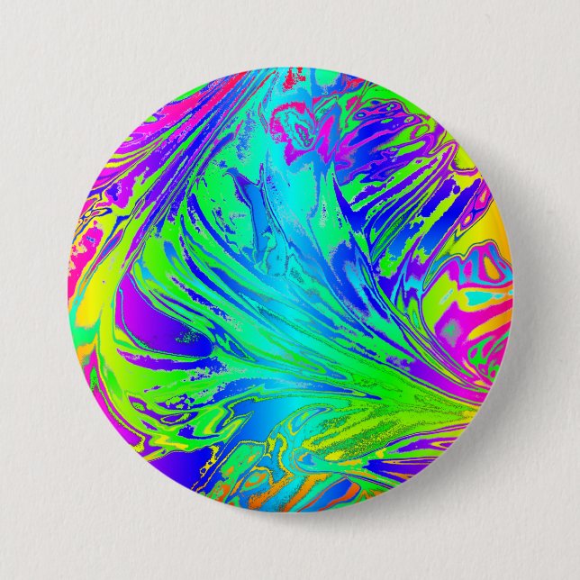 Badge Rond 7,6 Cm Fluid Rainbow Abstract Paint Splatters (Devant)