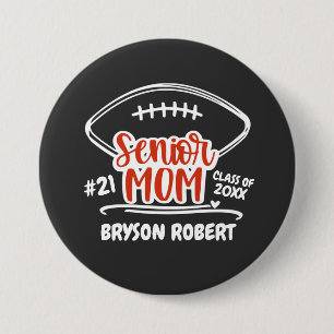 Badge Rond 7,6 Cm Football maman vie lycée senior rouge noir