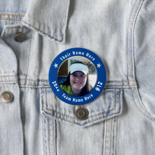 Badge Rond 7,6 Cm Football ou tout esprit sportif bleu photo