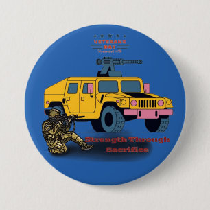 Badge Rond 7,6 Cm Force grâce au sacrifice bleu moyen