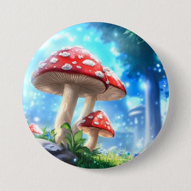 Badge Rond 7,6 Cm Forêt de Champignons (Devant)