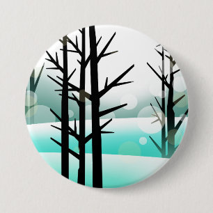 Badge Rond 7,6 Cm Forêt d'hiver
