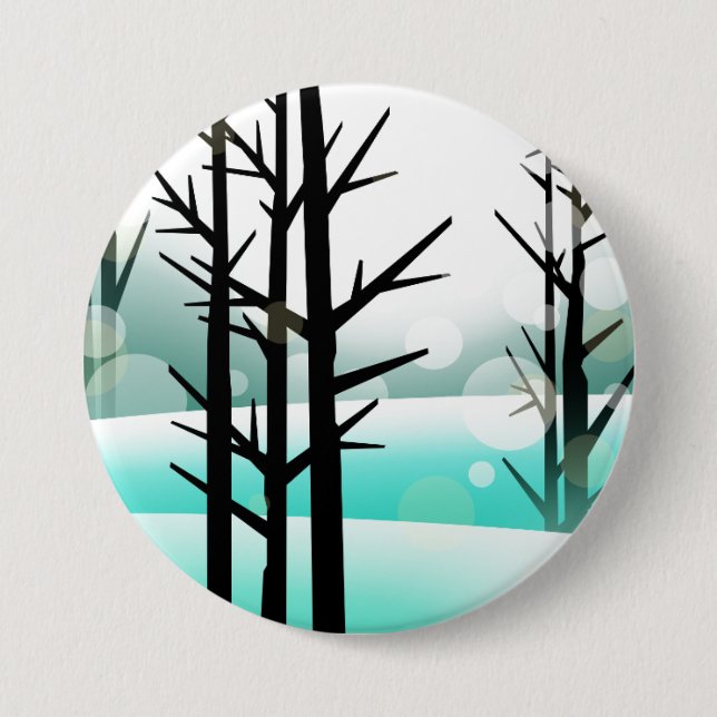 Badge Rond 7,6 Cm Forêt d'hiver (Devant)