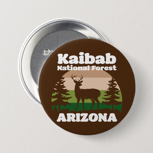 Badge Rond 7,6 Cm Forêt nationale de Kaibab Arizona (Devant & derrière)