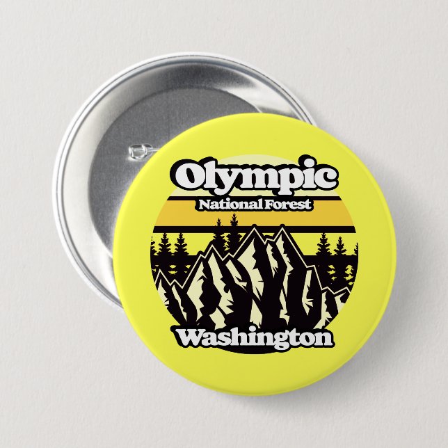 Badge Rond 7,6 Cm Forêt nationale olympique, Washington (Devant & derrière)