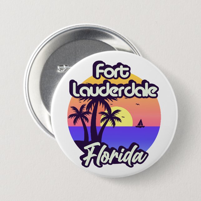 Badge Rond 7,6 Cm Fort Lauderdale Floride (Devant & derrière)