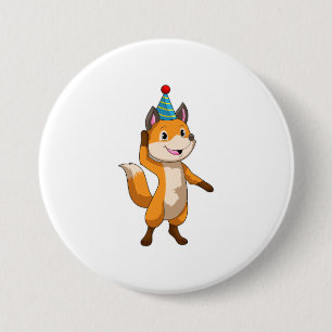Badge Rond 7,6 Cm Fox à la fête avec casquette de parti