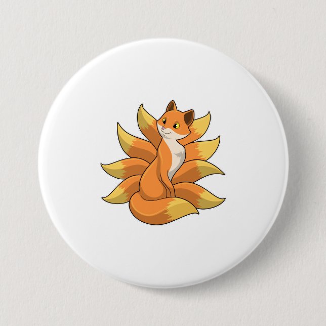 Badge Rond 7,6 Cm Fox avec 9 queues Fox (Devant)