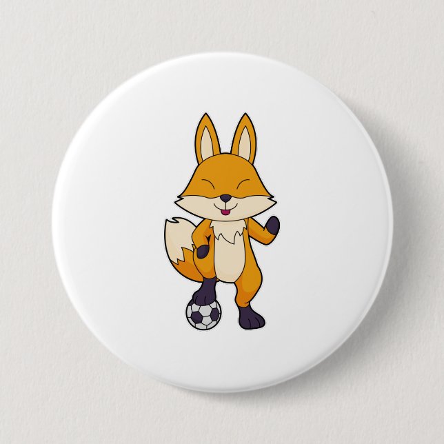 Badge Rond 7,6 Cm Fox Soccer player Soccer (Devant)