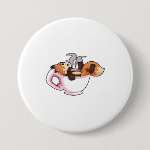 Badge Rond 7,6 Cm Fox with Coffee