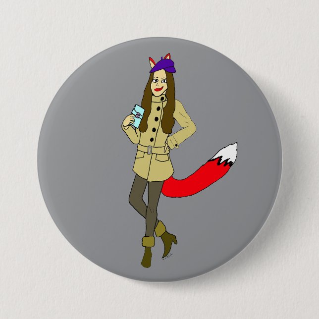 Badge Rond 7,6 Cm Foxgirl (Devant)