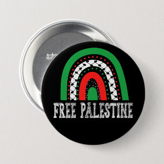 Badge Rond 7,6 Cm Free Palestine Palestinian Gaza Rainbow