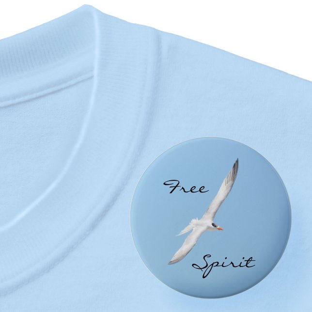 Badge Rond 7,6 Cm Free Spirit Royal Tern Flying Blue Sky (Créateur téléchargé)