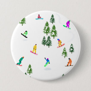 Badge Rond 7,6 Cm Freeride Snowboarder Illustration de snowboard