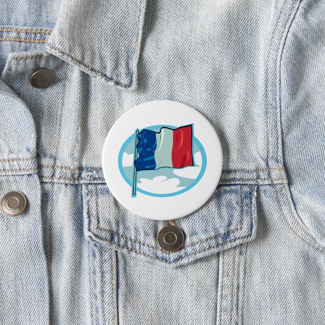 Badge Rond 7,6 Cm French Flag Tricolour Blue White Red France (Créateur téléchargé)