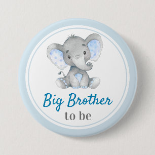 Badge Rond 7,6 Cm Frère à être bleu d'éléphant de douche de bé