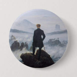 Badge Rond 7,6 Cm Friedrich's Wanderer au-dessus de la mer de brouil