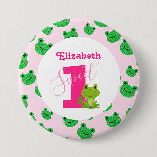 Badge Rond 7,6 Cm Frog 1er Anniversaire fournitures pour bébé fille
