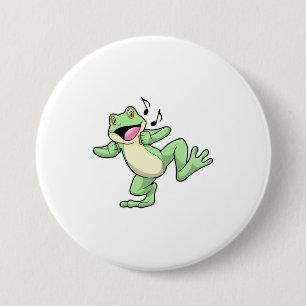 Badge Rond 7,6 Cm Frog Music Dance