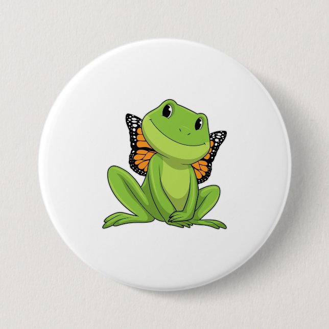 Badge Rond 7,6 Cm Frog with Butterfly (Devant)