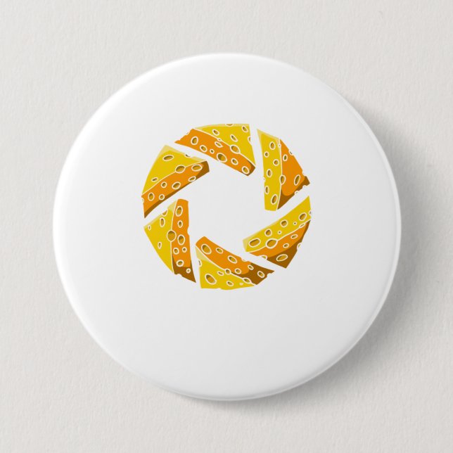 Badge Rond 7,6 Cm Fromage Shutter Swiss Cheese Camera Shutter Graphe (Devant)