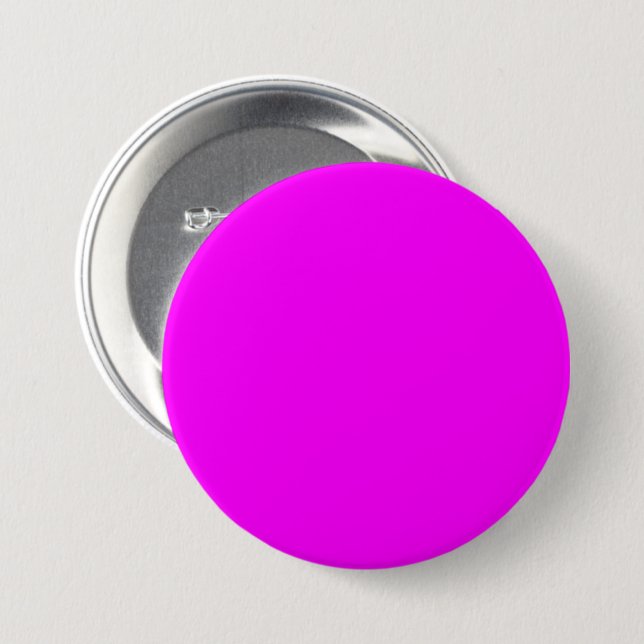 Badge Rond 7,6 Cm Fuchsia / Hot Pink FF00FF - Option pour ajouter un (Devant & derrière)