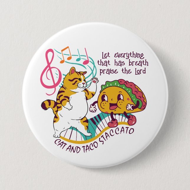 Badge Rond 7,6 Cm Fun CAT TACO STACCATO Christian (Devant)
