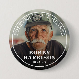 Badge Rond 7,6 Cm Funérailles pour toujours dans nos coeurs Photo