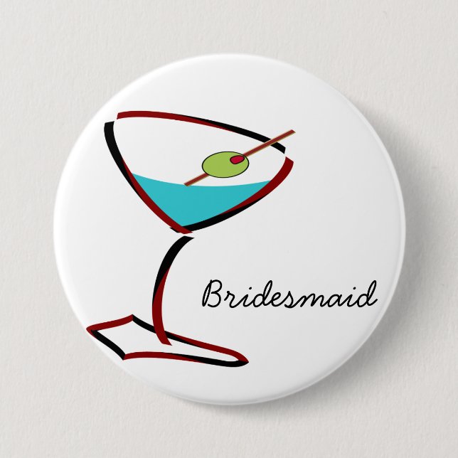 Badge Rond 7,6 Cm Funky martini rouge Bridesmaid Faveurs (Devant)