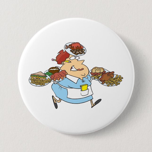 Badge Rond 7,6 Cm Funny Busy Waitress Overworked Server (Devant)