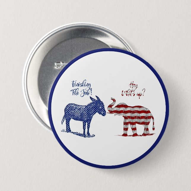 Badge Rond 7,6 Cm Funny Elections Theme Pro Democrats Biden 2024 (Devant & derrière)
