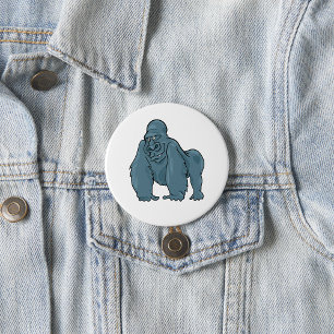 Badge Rond 7,6 Cm Funny Gorilla Cool Bleu Ape Animal Design