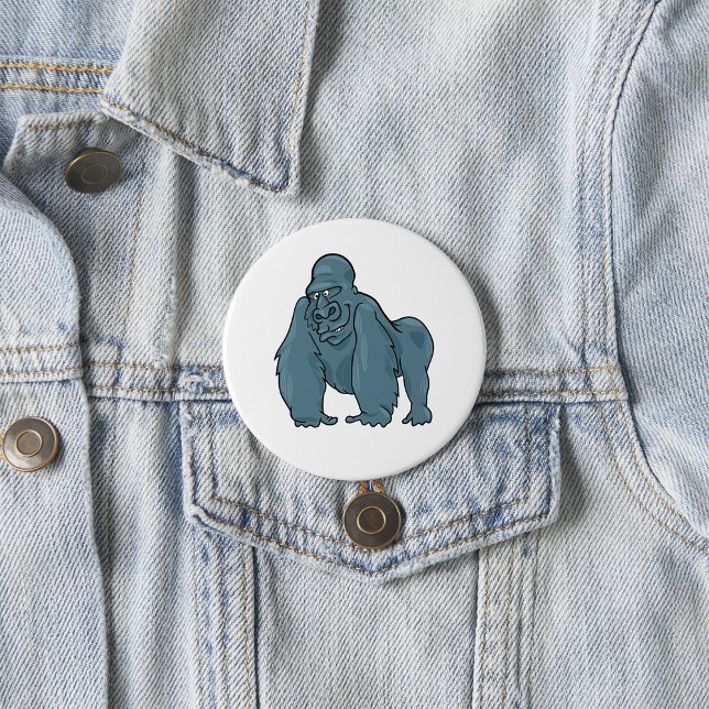 Badge Rond 7,6 Cm Funny Gorilla Cool Bleu Ape Animal Design (Créateur téléchargé)