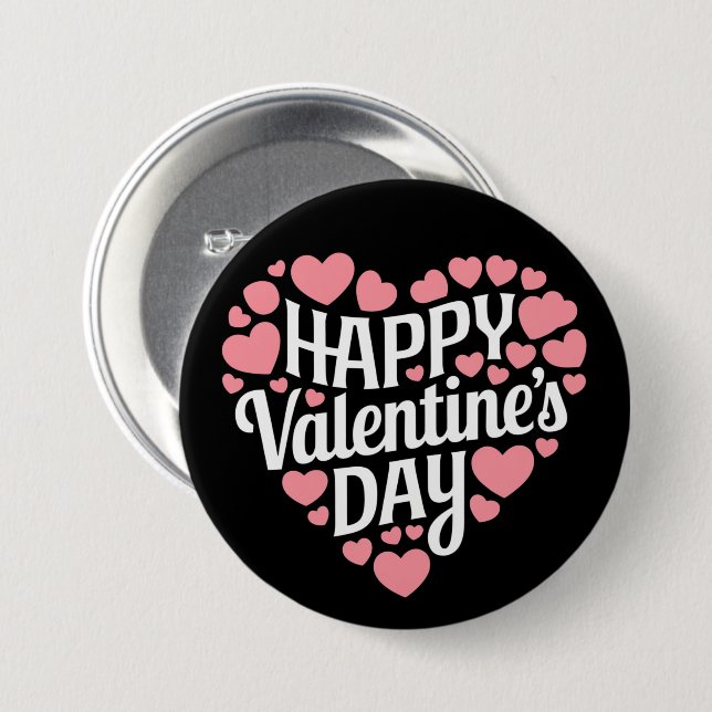 Badge Rond 7,6 Cm Funny Happy Valentines Day Heart Love Valentine (Devant & derrière)