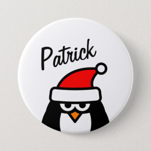 Badge Rond 7,6 Cm Funny penguin Christmas party name round pinback