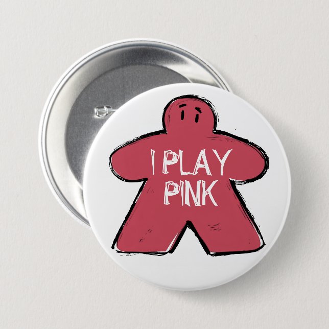 Badge Rond 7,6 Cm Funny Phrase Grunge Pink Meeple Board Gamer  (Devant & derrière)